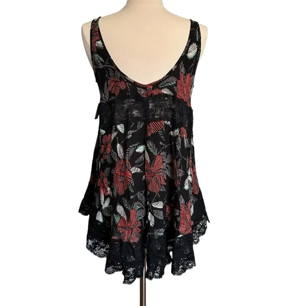 Free People She Swings Black/Multi Swing Mini Dress XS NWT