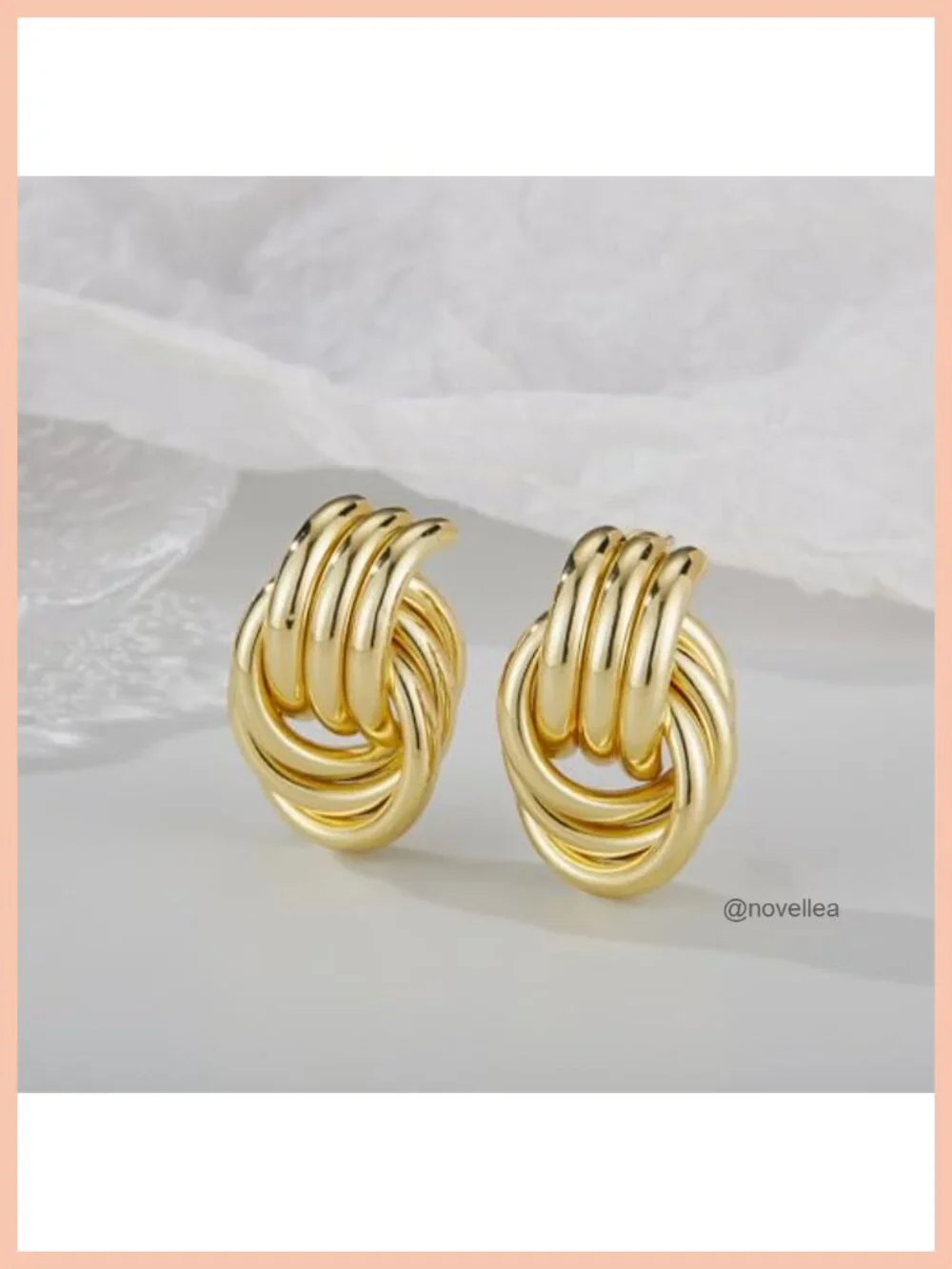 Chunky Gold Knot Earrings for Women, Drop Dangle Long Link Earrings Statement