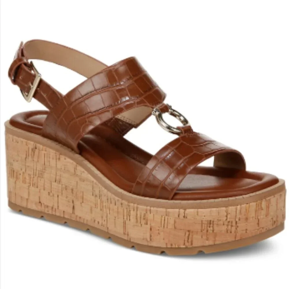 NEW Giani Bernini Harperr Memory Foam Platform W Cinnamon Croc  10 Sandals