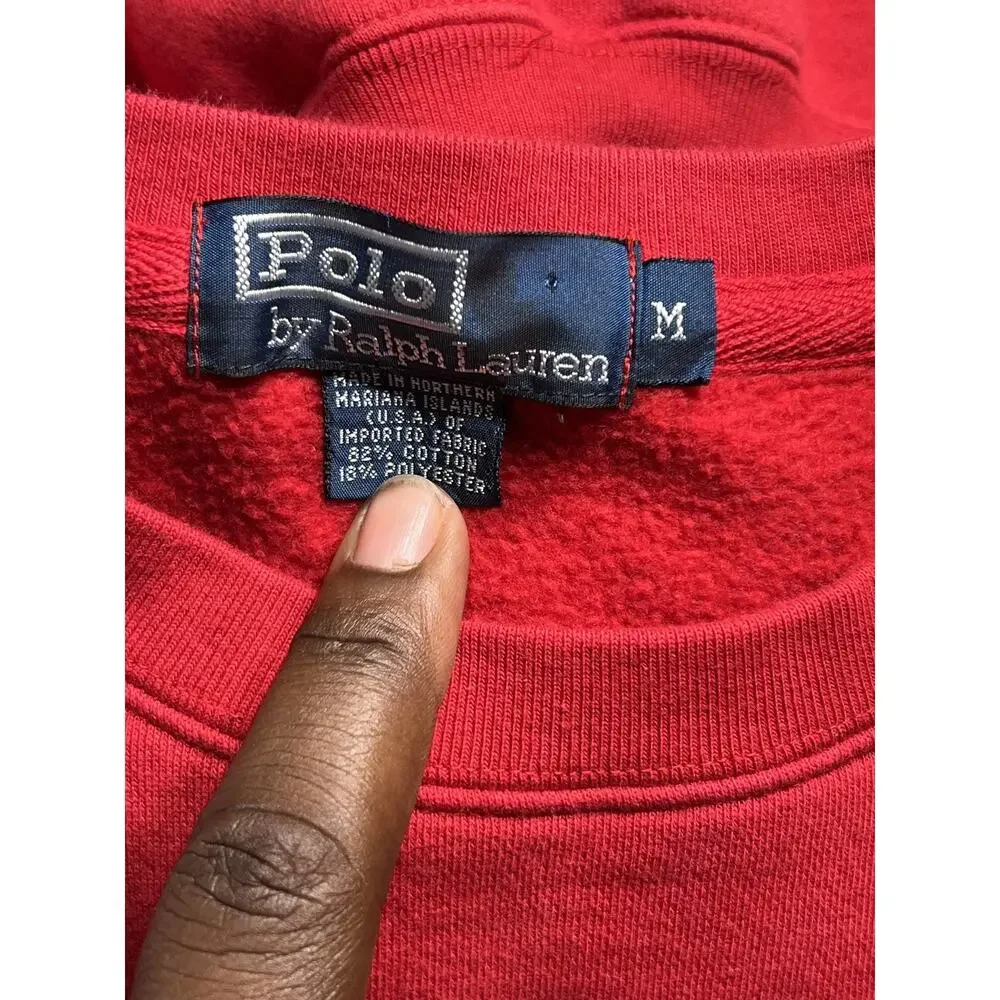 Polo by Ralph Lauren Red Crewneck Sweatshirt with Navy Pony Medium Man