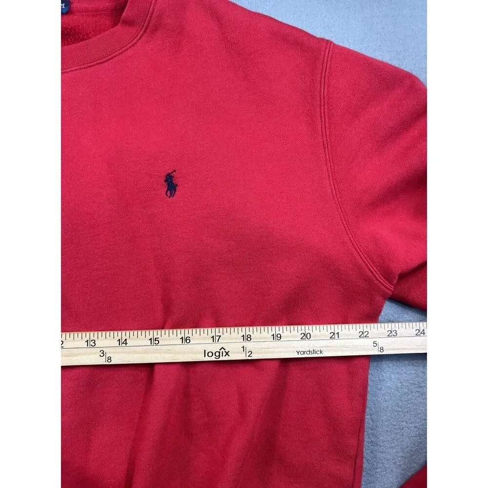 Polo by Ralph Lauren Red Crewneck Sweatshirt with Navy Pony Medium Man
