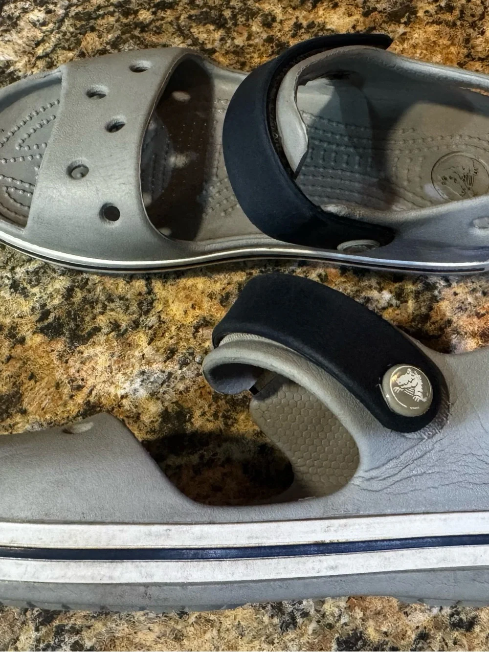 Crocs Youth Kid's C13 Crocband Cruiser Sandals Gray Blue Fisherman Shoes Water