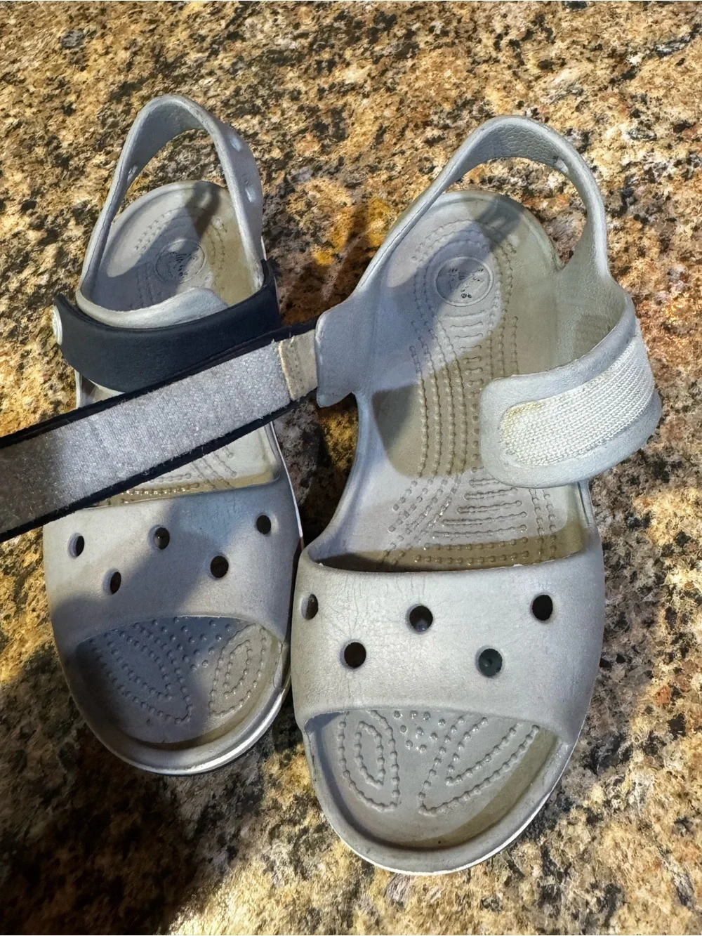 Crocs Youth Kid's C13 Crocband Cruiser Sandals Gray Blue Fisherman Shoes Water