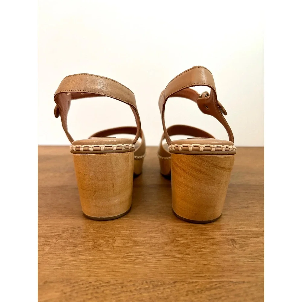 Rachel Comey Cleo Sandals Size 10 Blush Leather Wood Platform Block Heel