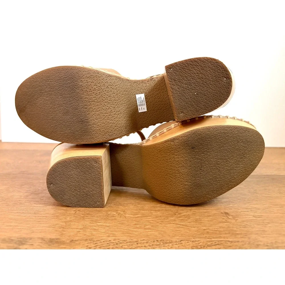 Rachel Comey Cleo Sandals Size 10 Blush Leather Wood Platform Block Heel