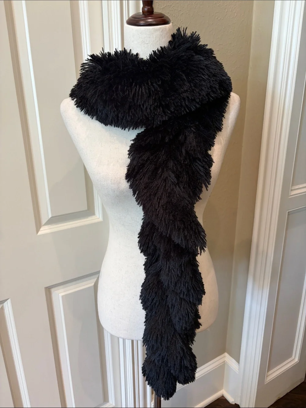 Black Faux Fur Scarf