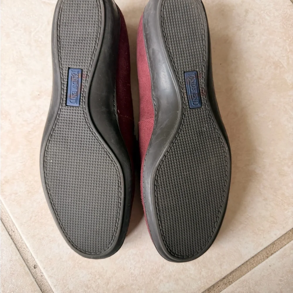 Land’s End Women’s Suede Penny Loafers in Burgundy