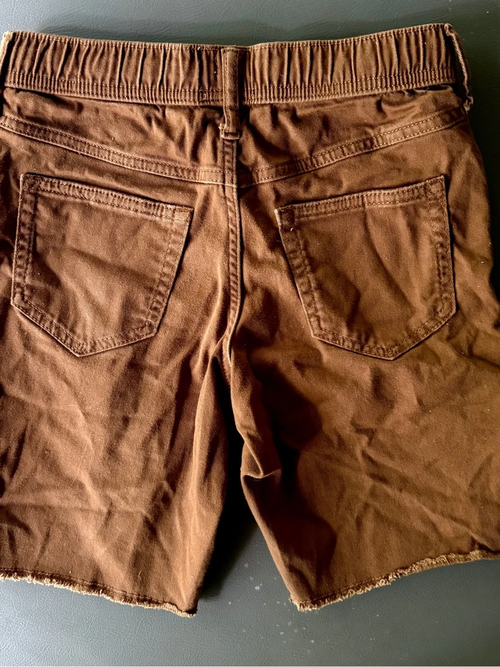 Gap Kids Boys Brown Denim Jean Shorts Elastic Waist Drawstring Size XXL 14 16