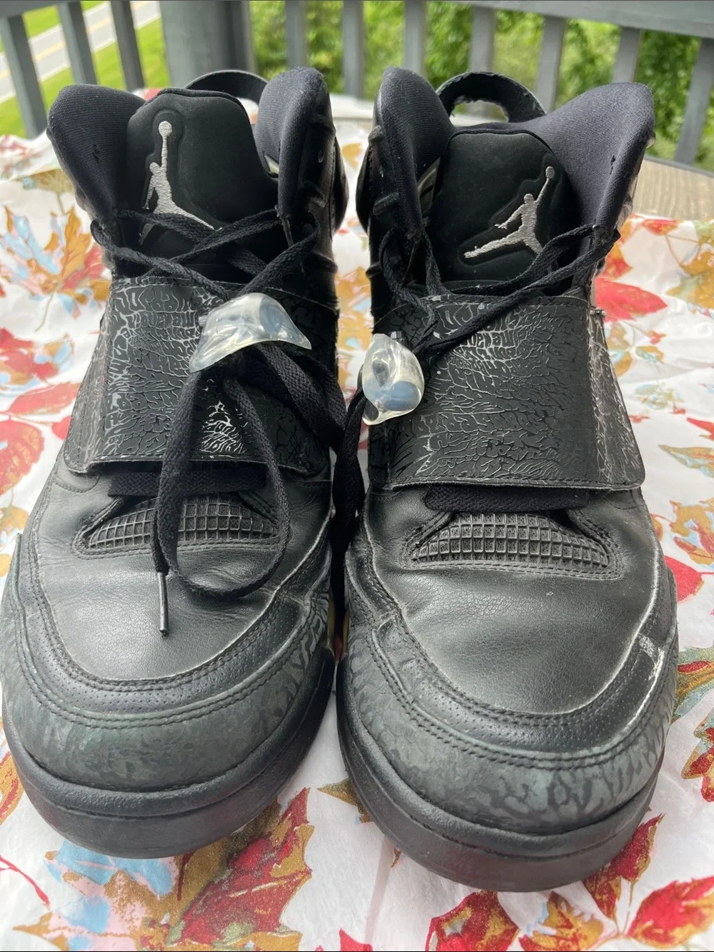 Jordan Black Strap Basketball Sneakers with Elephant Print