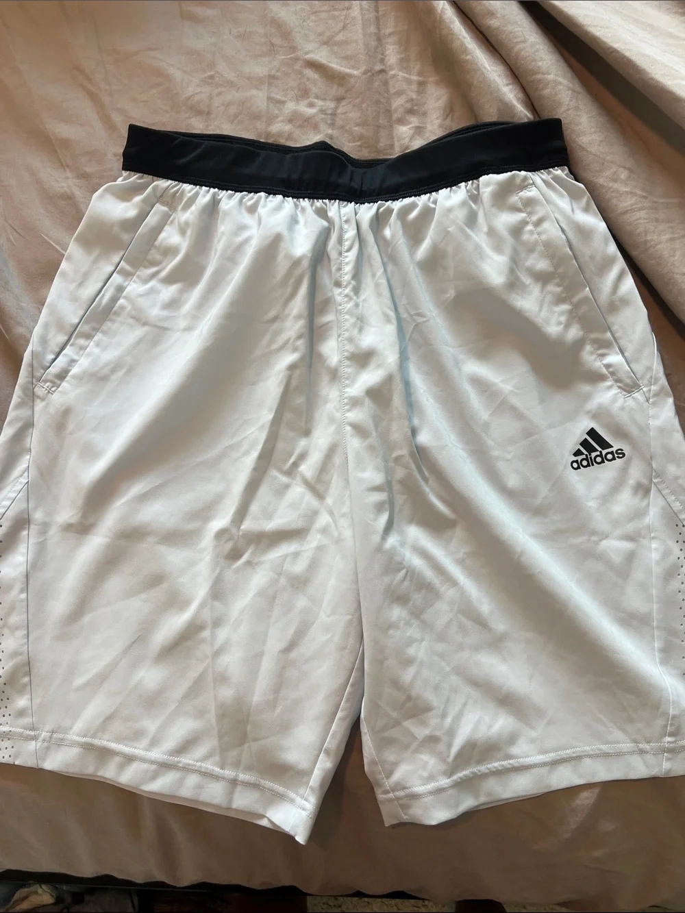 adidas Men’s Light Blue Athletic Shorts with Black Waistband