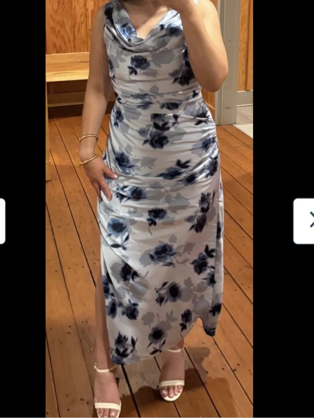NWT Abercrombie Cowl Neck Draped Maxi midi Dress in Blue Floral small petite