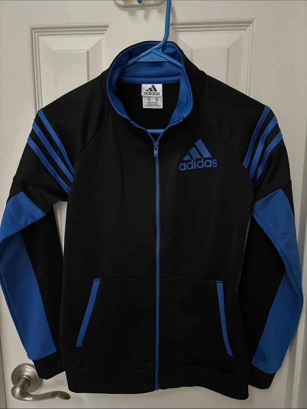 adidas Black and Blue Kids Full-Zip Track Jacket