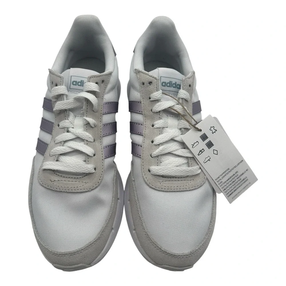 Adidas Run 60s 2.0‎ Running Shoes Womens Sz 9 White/Metallic Purple Sneakers