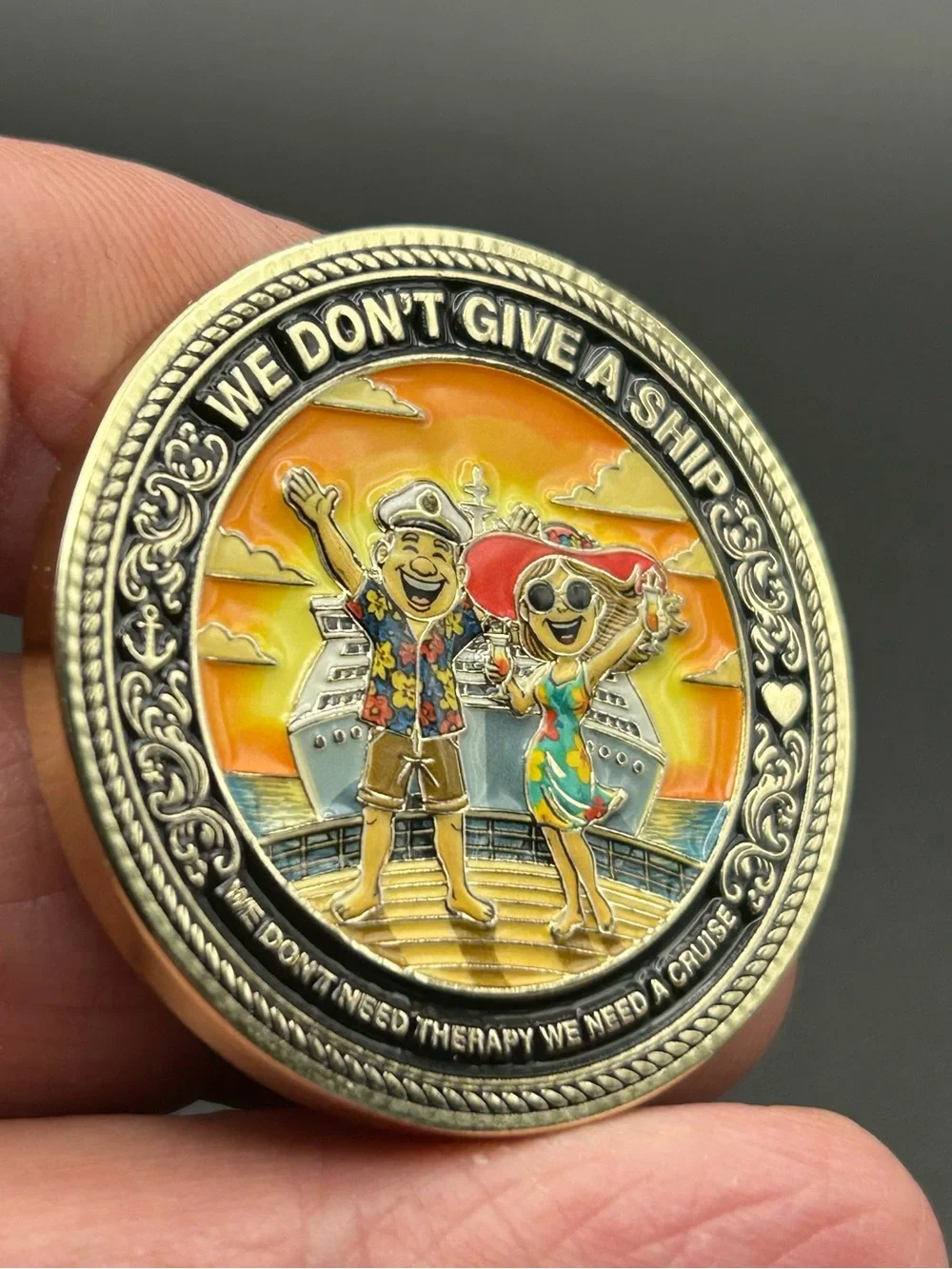 We Don't Give a Ship Commemorative Coin - Colorful Sunset Design