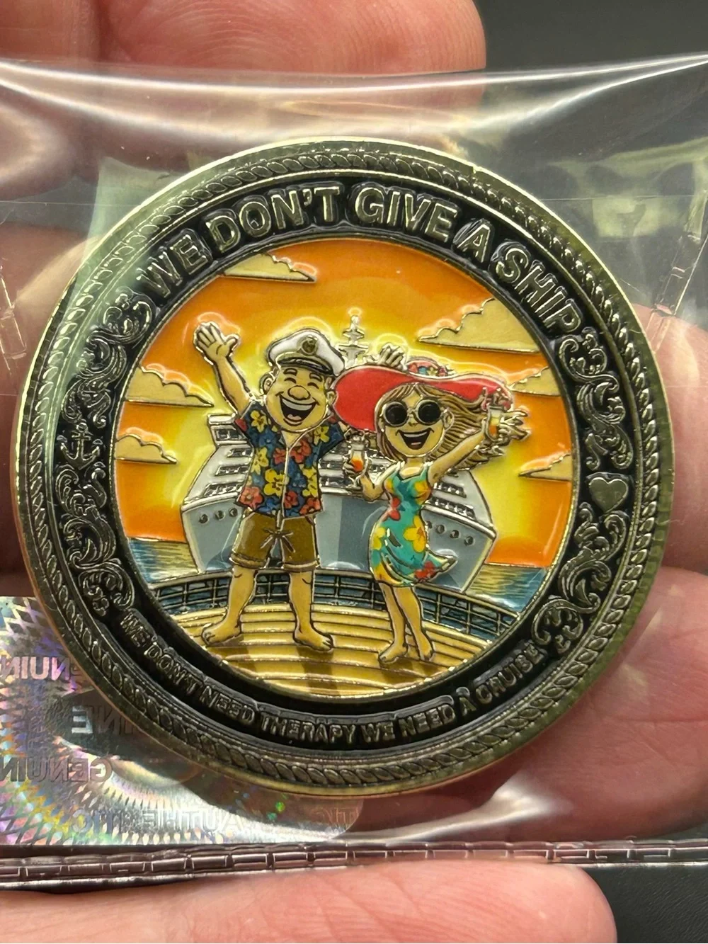 We Don't Give a Ship Commemorative Coin - Colorful Sunset Design