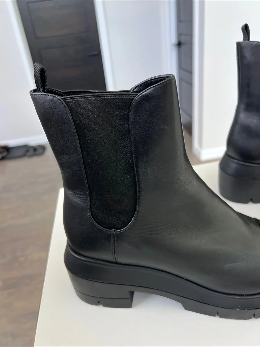 Stuart Weitzman black leather norah combat booties ankle boots size 10C