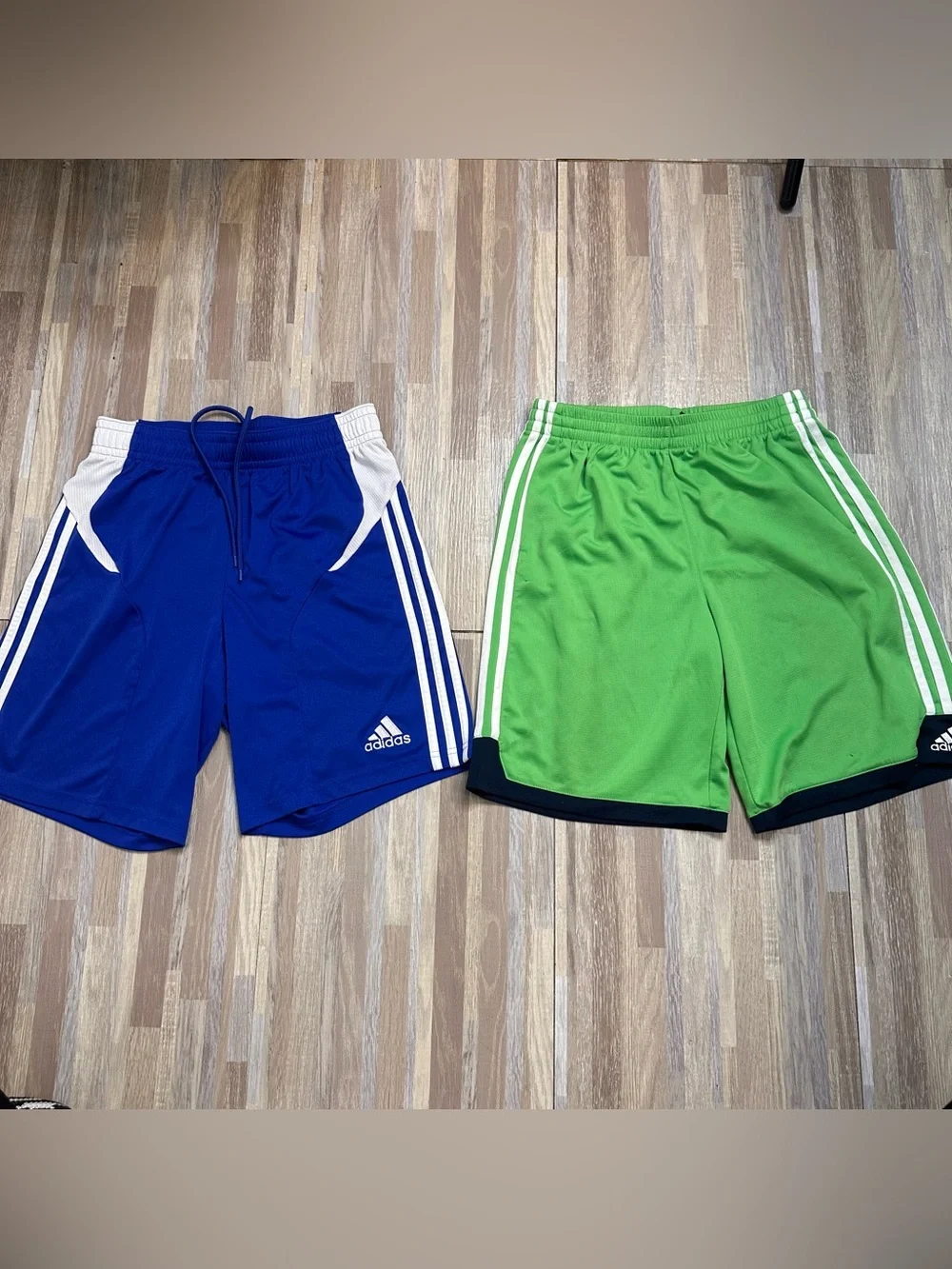 adidas Blue and Green Athletic Shorts Pair Boys Size Youth Large