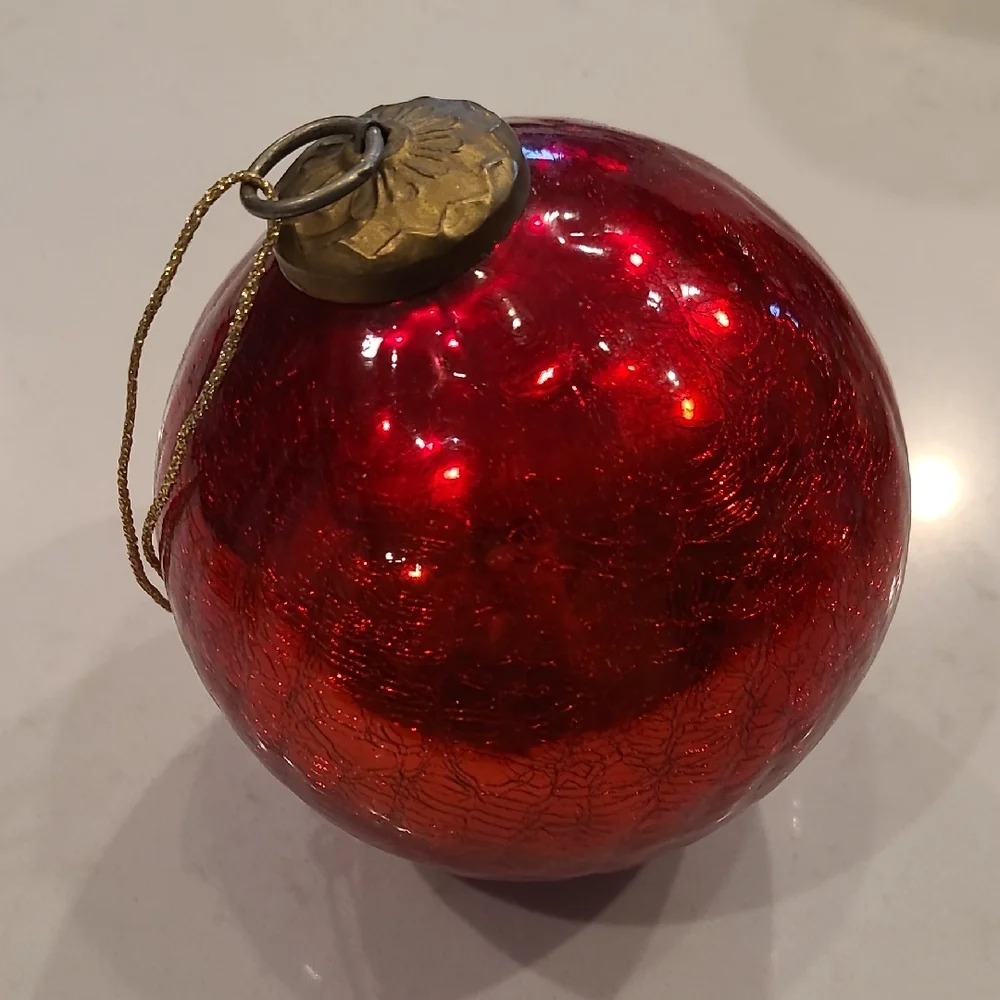 Large Red Glass Holiday Sphere Ornament