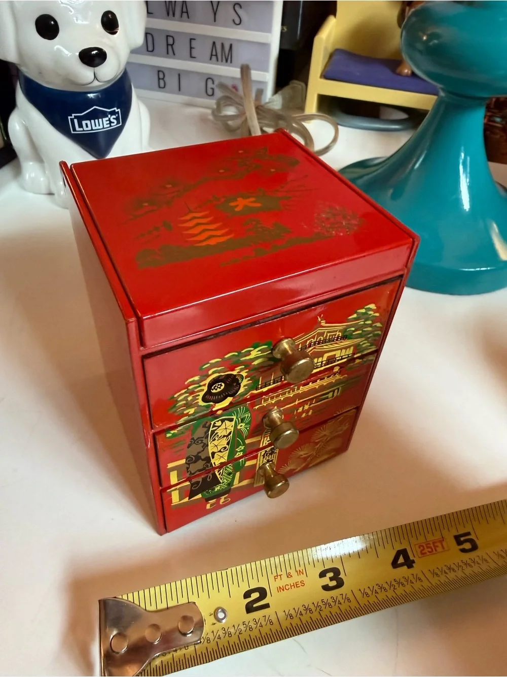 Vintage Mid-To-Late 20th Century Japanese Lacquer-Style Mini Chest Of Drawers