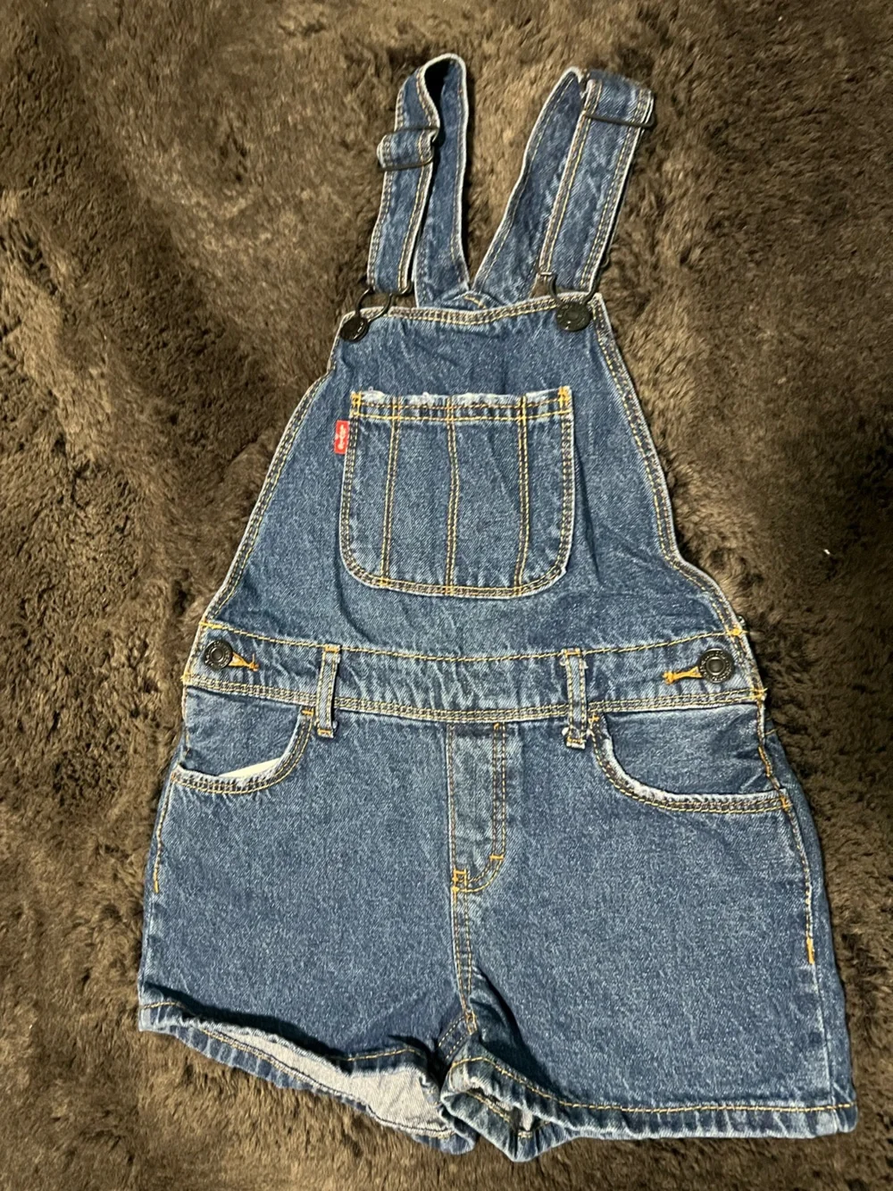 Levi's Kids Blue Denim Shortall Overalls Size XS 5/6