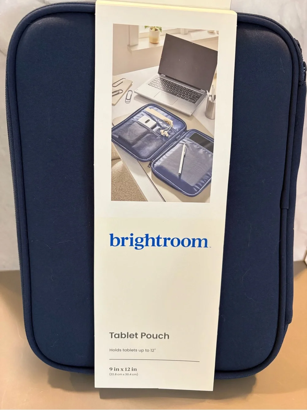 Brightroom Navy Tablet Pouch – Protective Sleeve for Up to 12-inch Devices