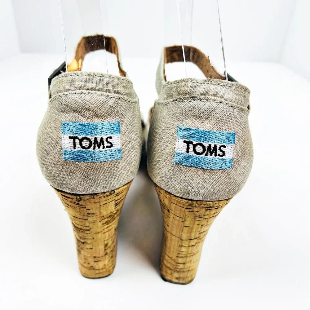 2/$14 Toms Cork Platform Sandals 9.5