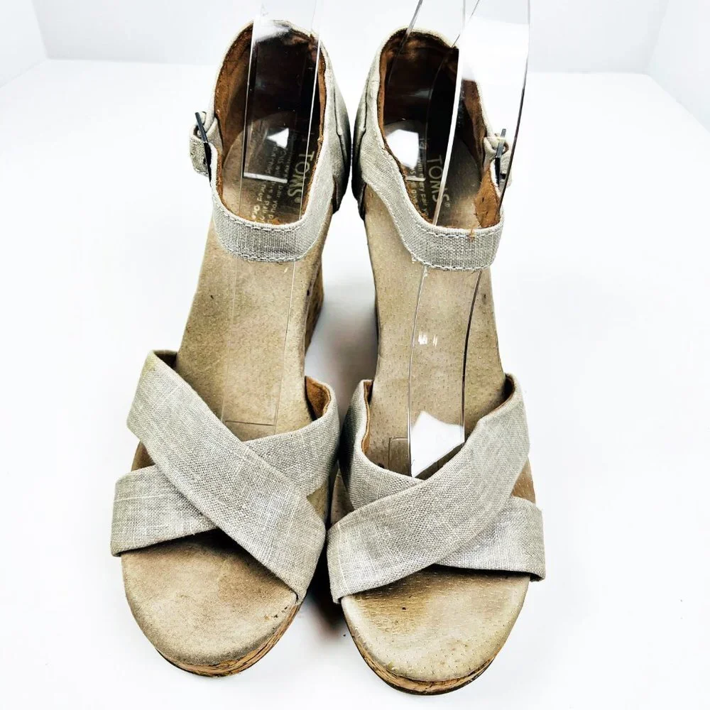 2/$14 Toms Cork Platform Sandals 9.5