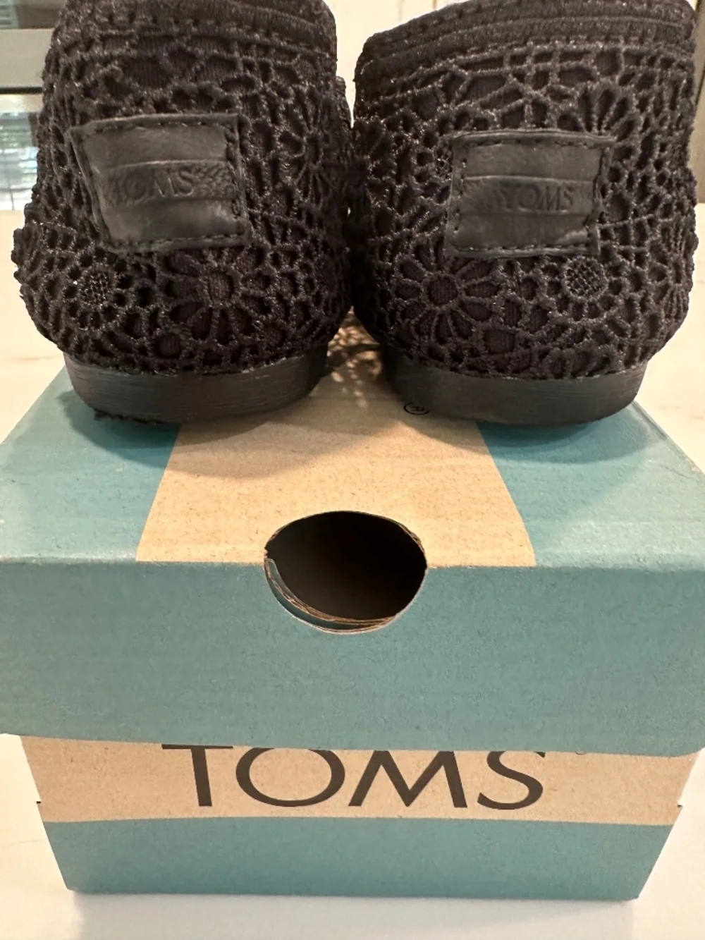 Tom’s black Alpargata crochet shoes 6.5