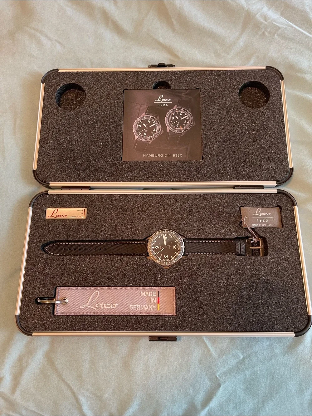 Laco Hamburg Din 8330 Limited Edition Pilot Watch, gray stainless steel case