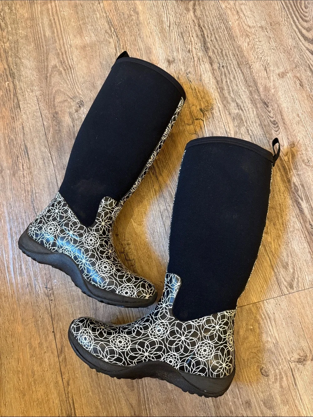 Muck Boot Company Women's Black & White Patterned Tall Waterproof Boots