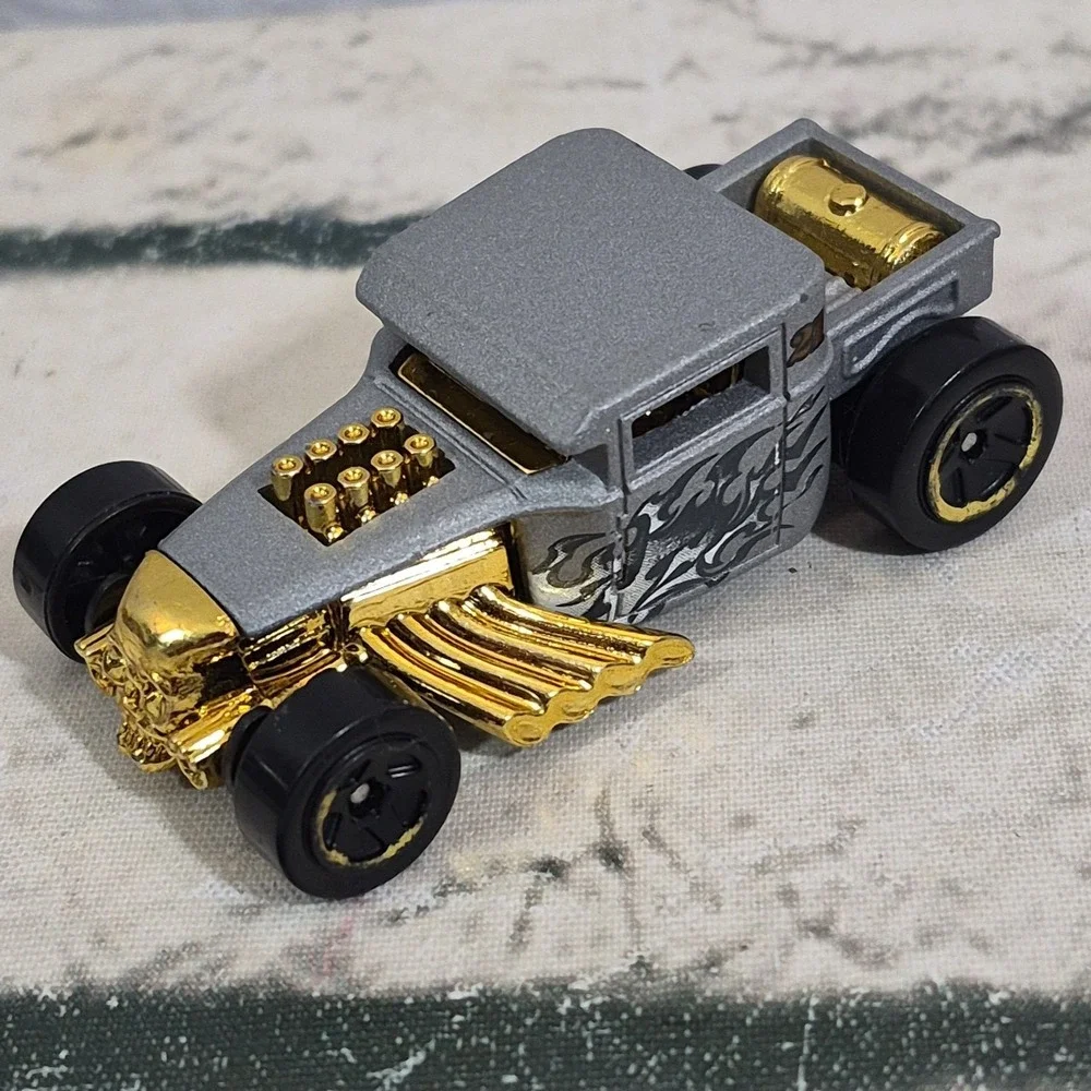 Rare Hot Wheels BONE SHAKER Golden Chrome  Gray Loose Single Car Hot