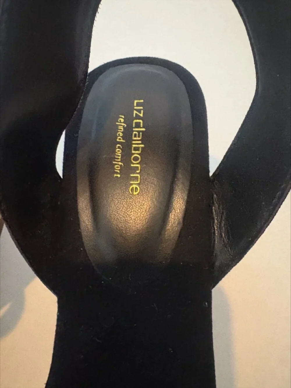 Liz Claiborne Black Heeled Cork Wedges Heels Sandals Size 9