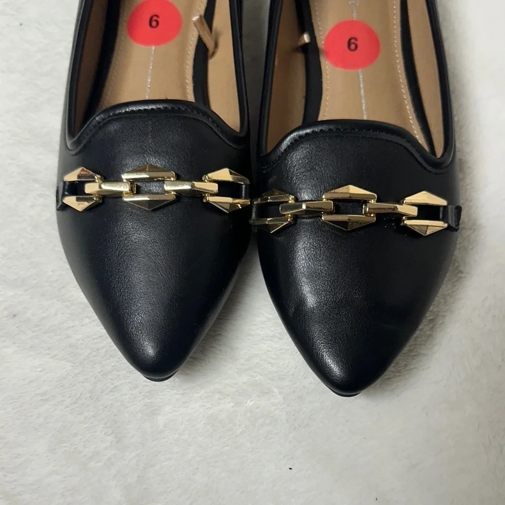Report Black Loafers with Gold Chain Detail