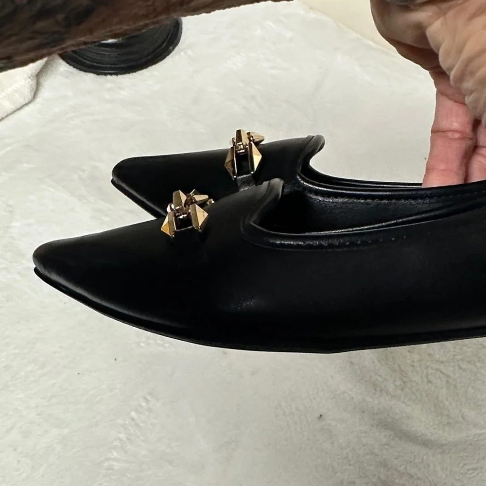 Report Black Loafers with Gold Chain Detail