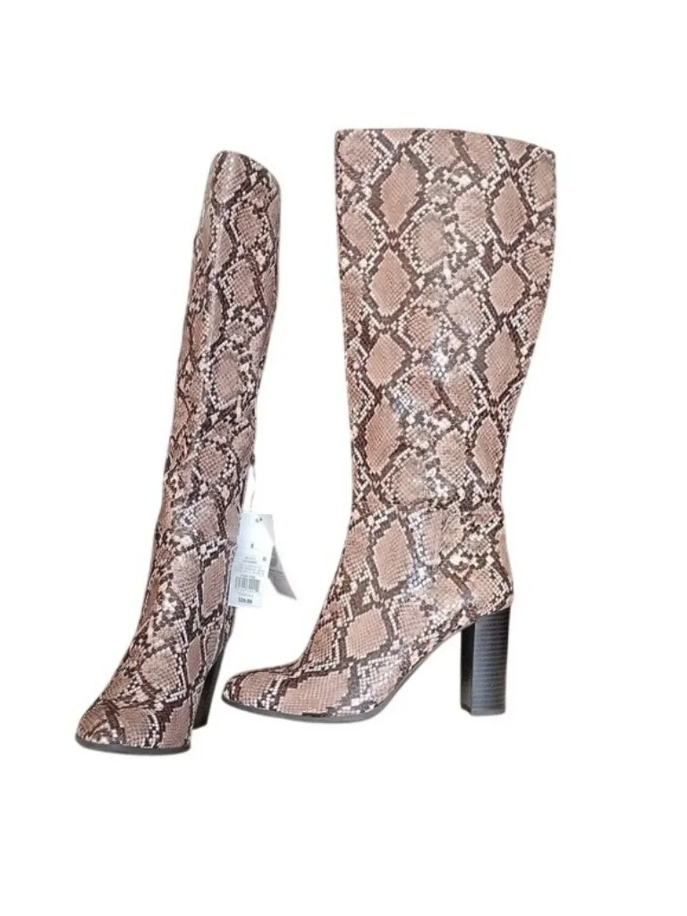 a new day Snakeskin print Brandee Knee High Heeled Fashion Boots, size 8