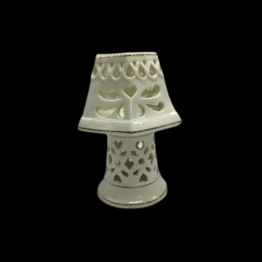 Cream Gold Ceramic Heart Fairy Tealight Candle Holder Cottagecore Decor