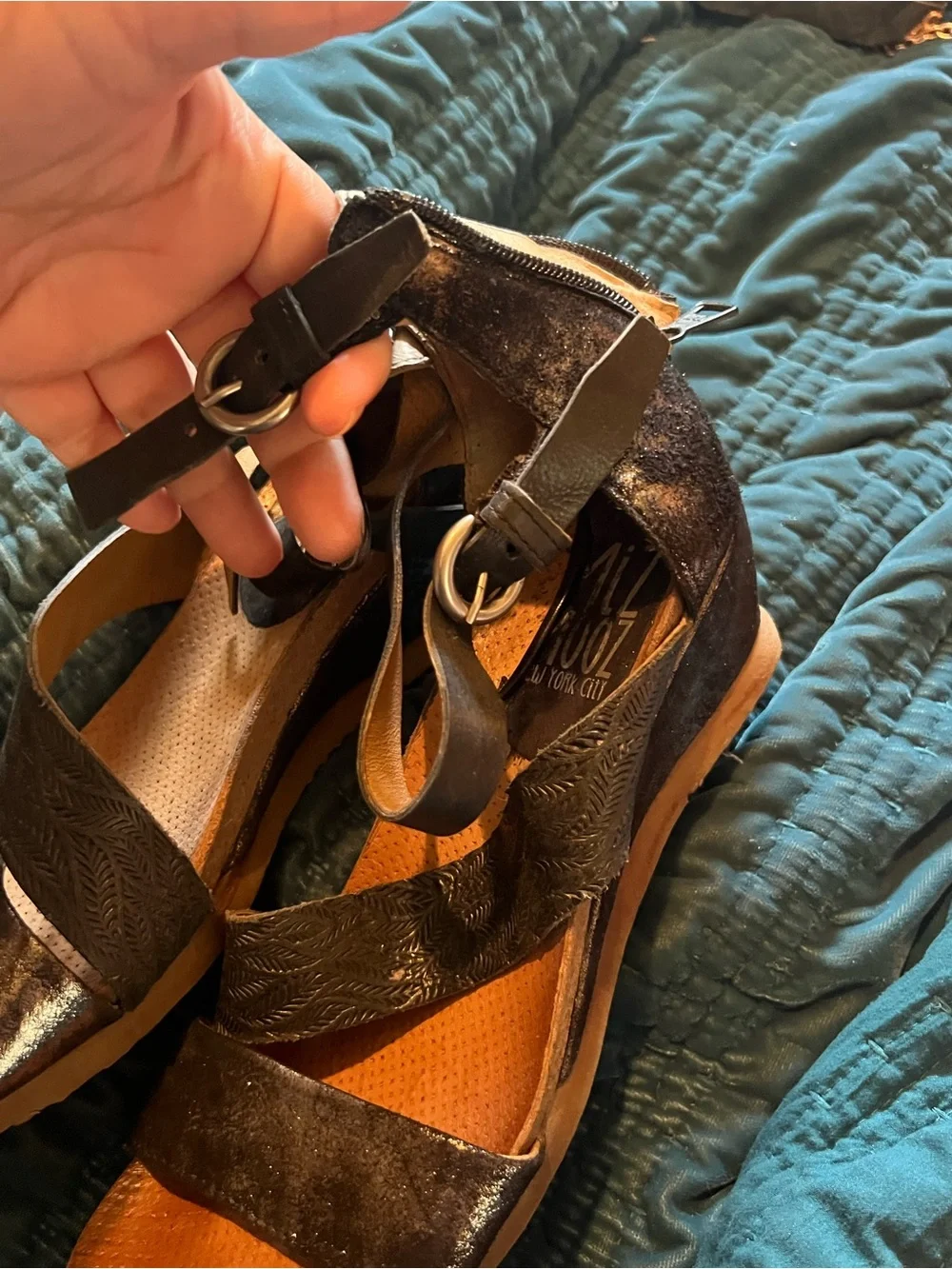 Women's Black Ankle-Strap Wedge Sandals