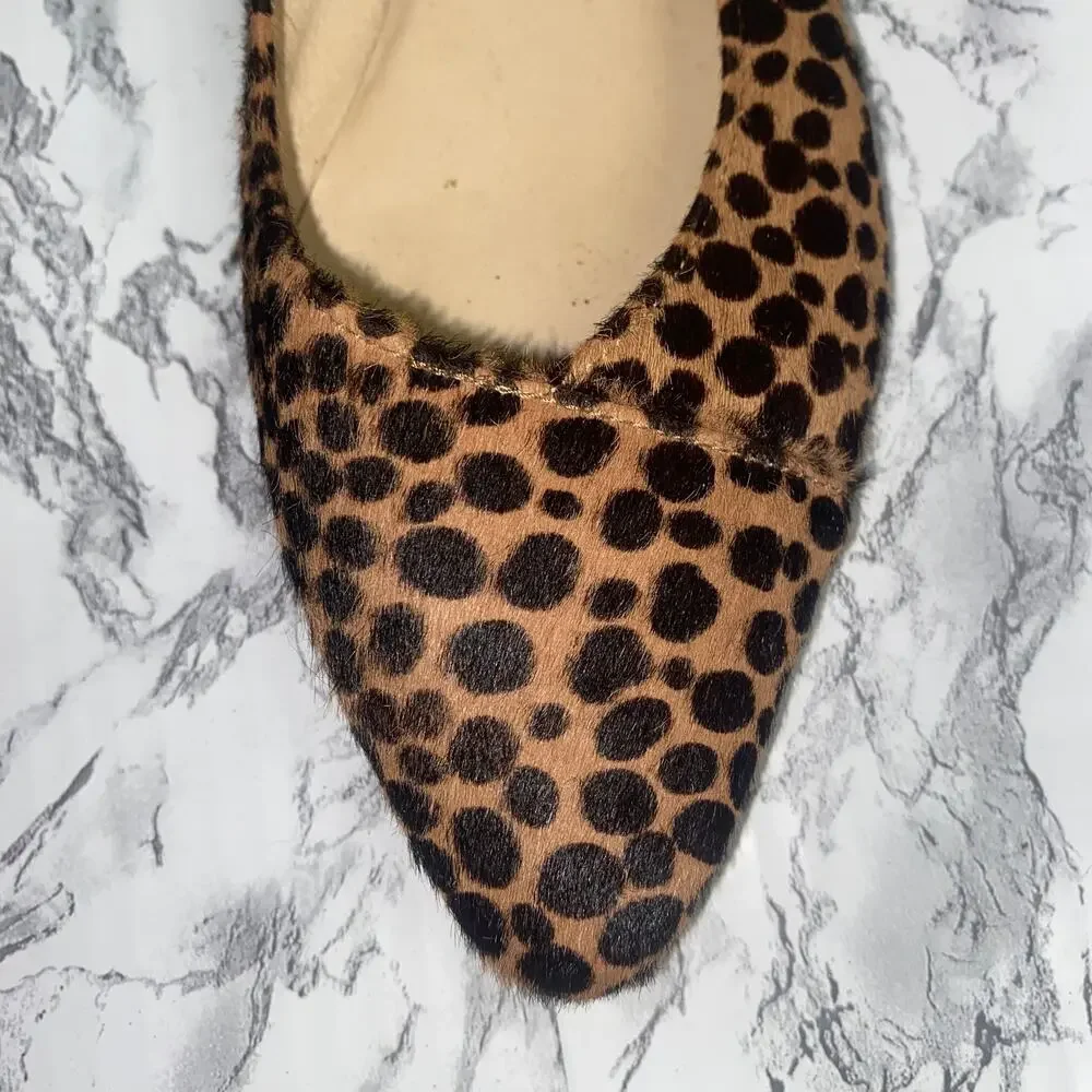 Garnet Hill Brown Calf Hair Animal Print Adrian Pointed Ballet Flats Women's 8.5