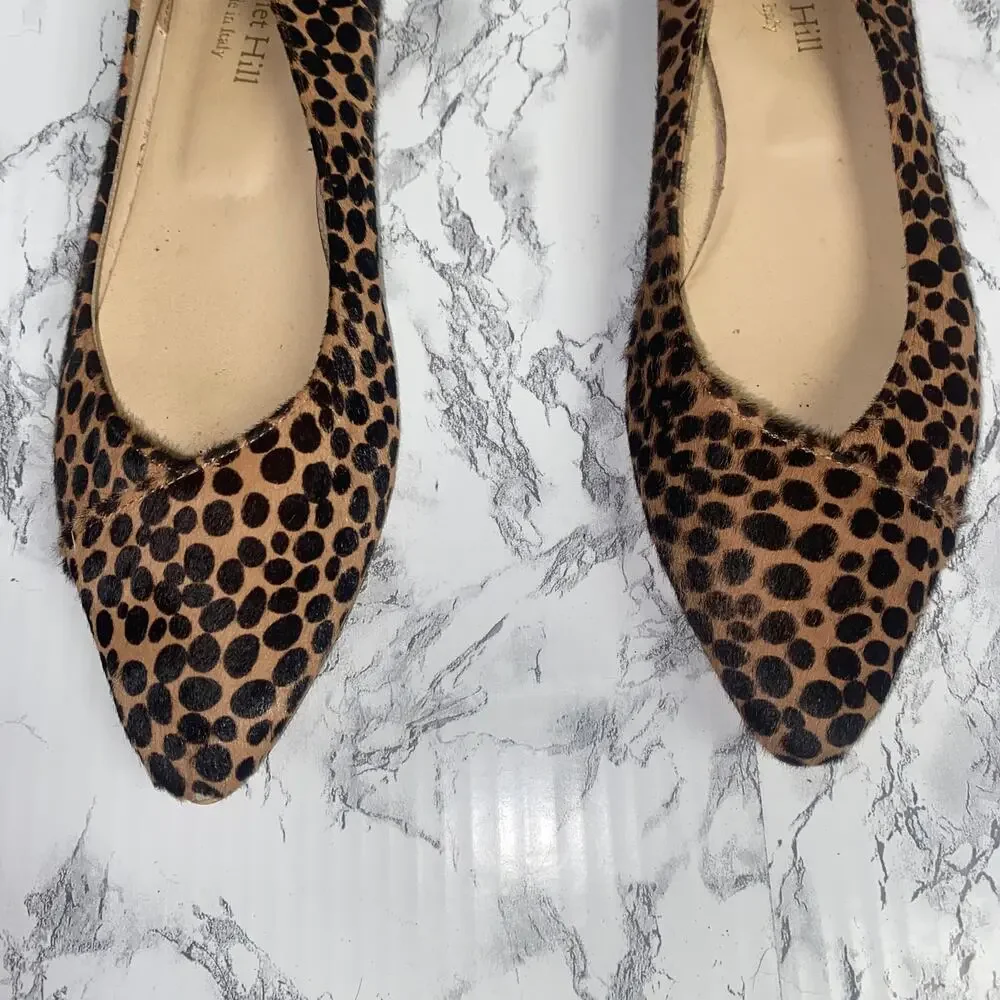 Garnet Hill Brown Calf Hair Animal Print Adrian Pointed Ballet Flats Women's 8.5