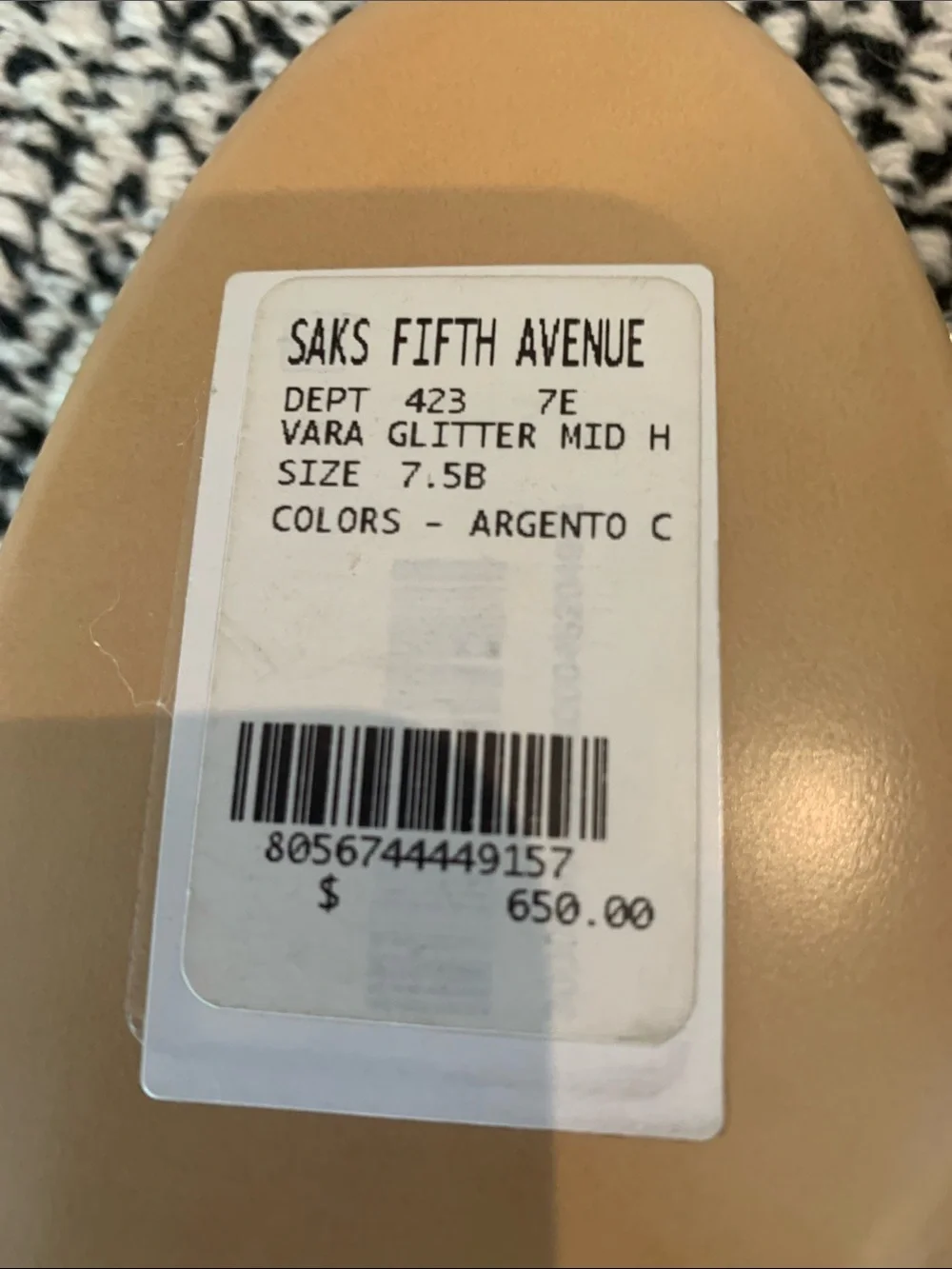 NWT Salvatore Ferragamo Silver Glitter Varina Bow Flats with Logo Plate 71/2