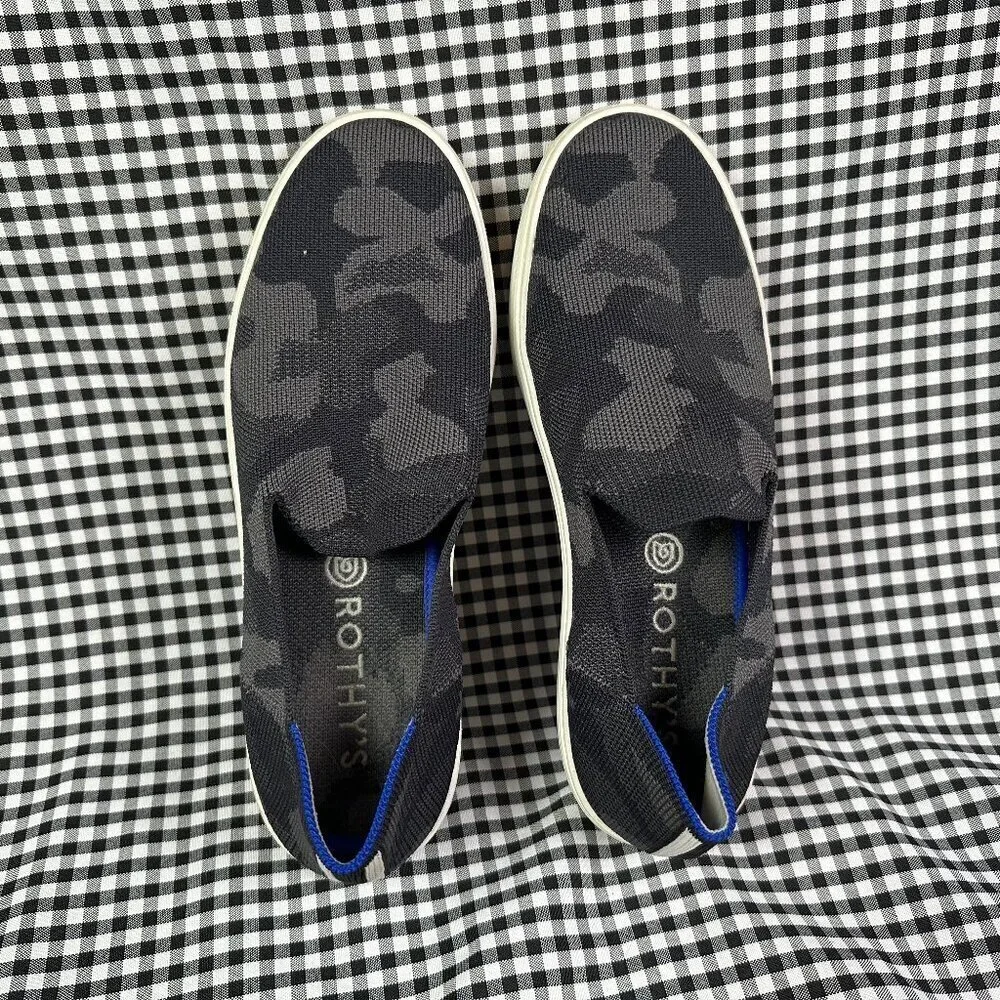 Rothy’s Gray Camo Slip On Sneakers Washable Flats Women's Size 7.5