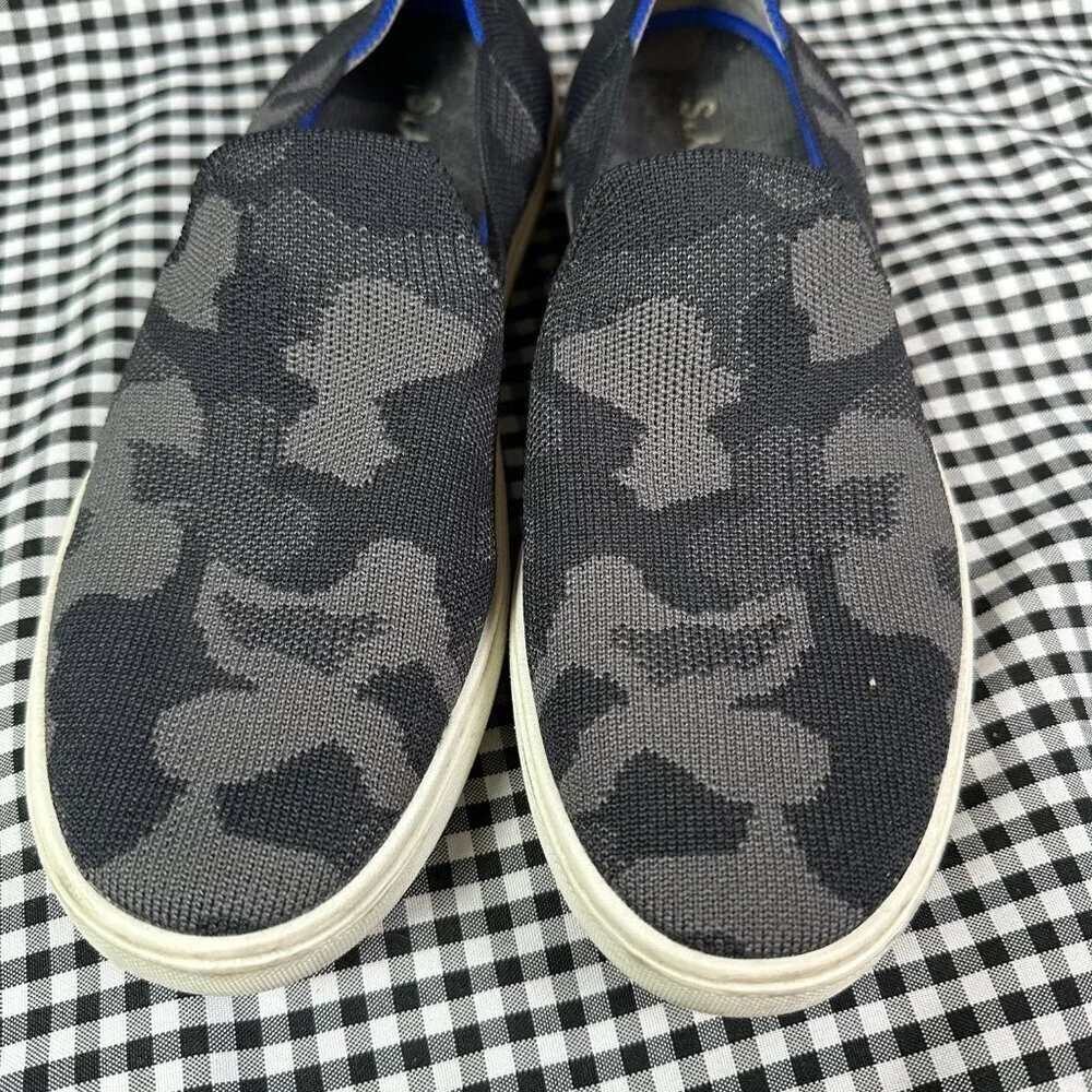 Rothy’s Gray Camo Slip On Sneakers Washable Flats Women's Size 7.5