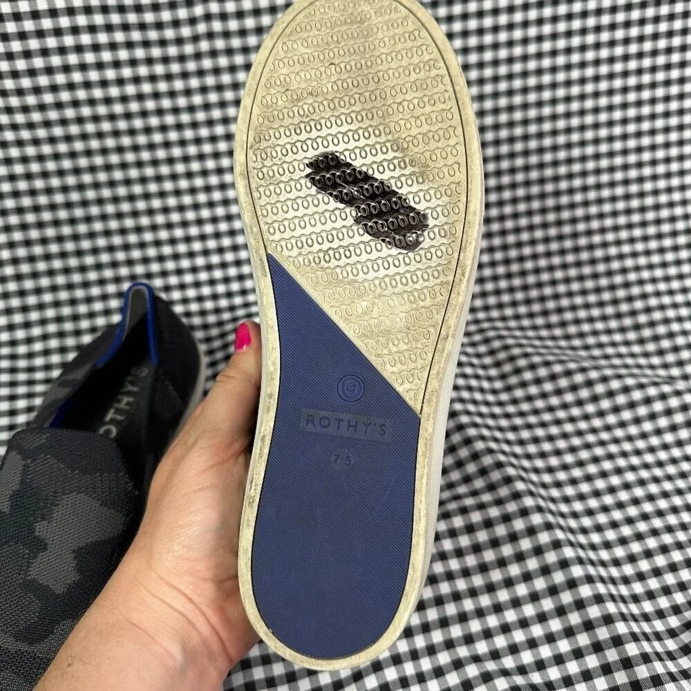 Rothy’s Gray Camo Slip On Sneakers Washable Flats Women's Size 7.5