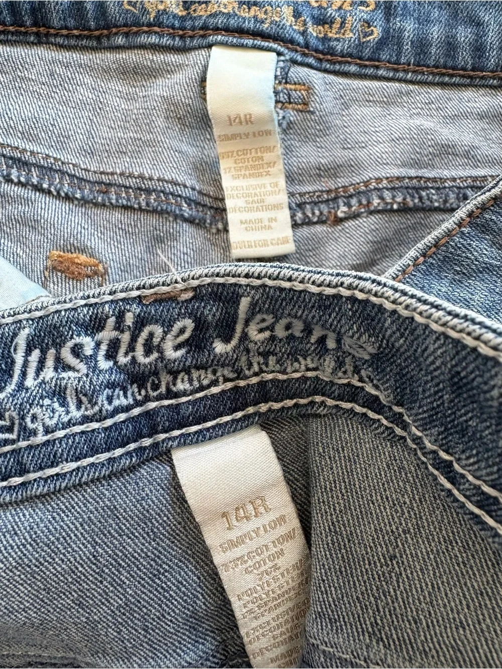 Justice Kids Girls set kit bundle of 2 Jean denim shorts size 14 EUC