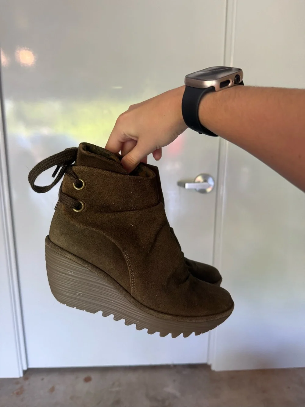 Fly London Olive Green Wedges - 38