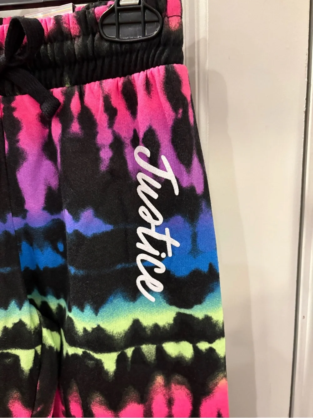 NWT Justice Pink and Black Tie-Dye Lounge Pants girls size S (7/8) sku TR182