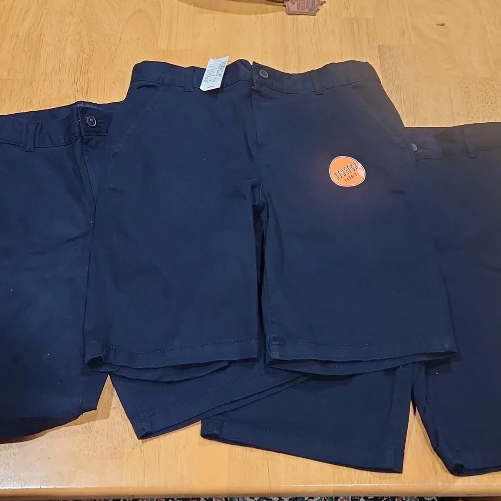 3 PAIR SHORTS-HUSKY UNIFORM - SZ 10-Boys - Childrens Place - Navy Blue Chino