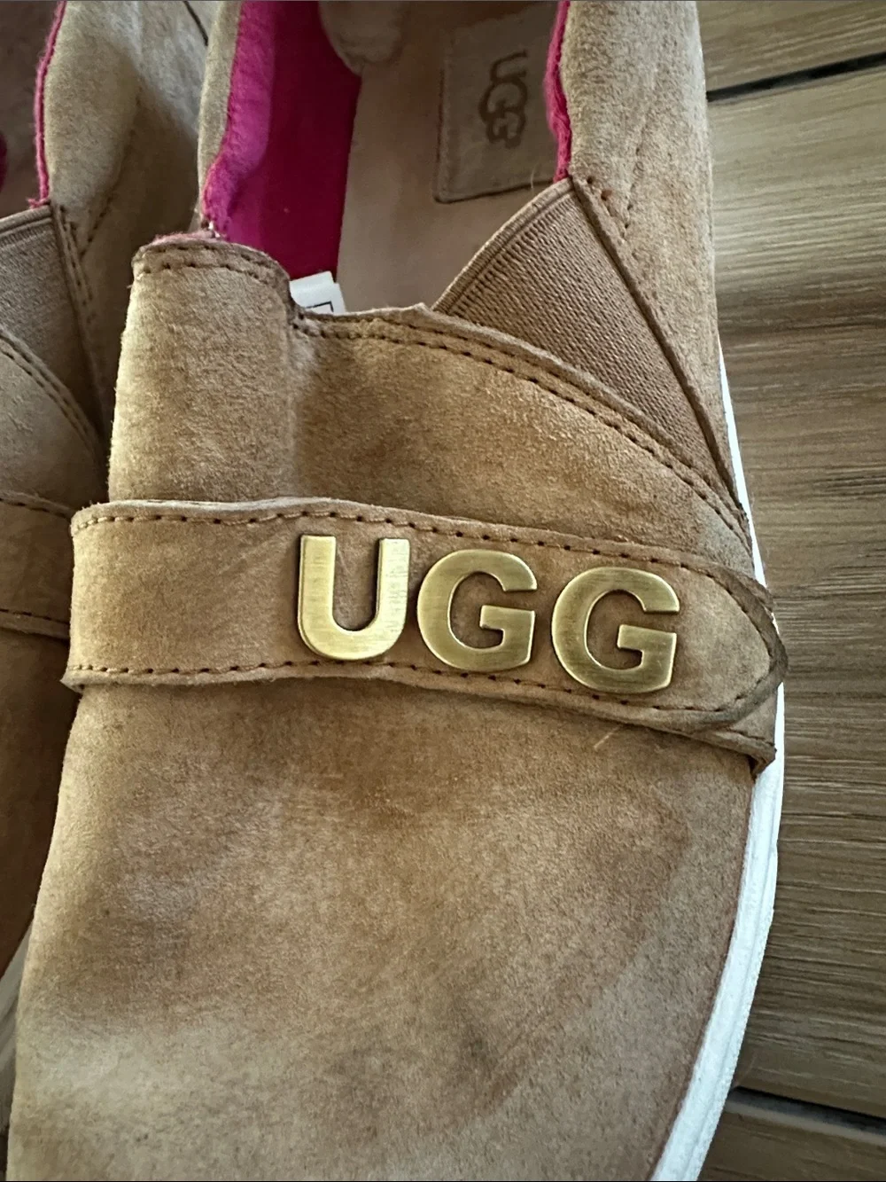 UGG Kitlyn Logo Charm Suede Loafers 9.5