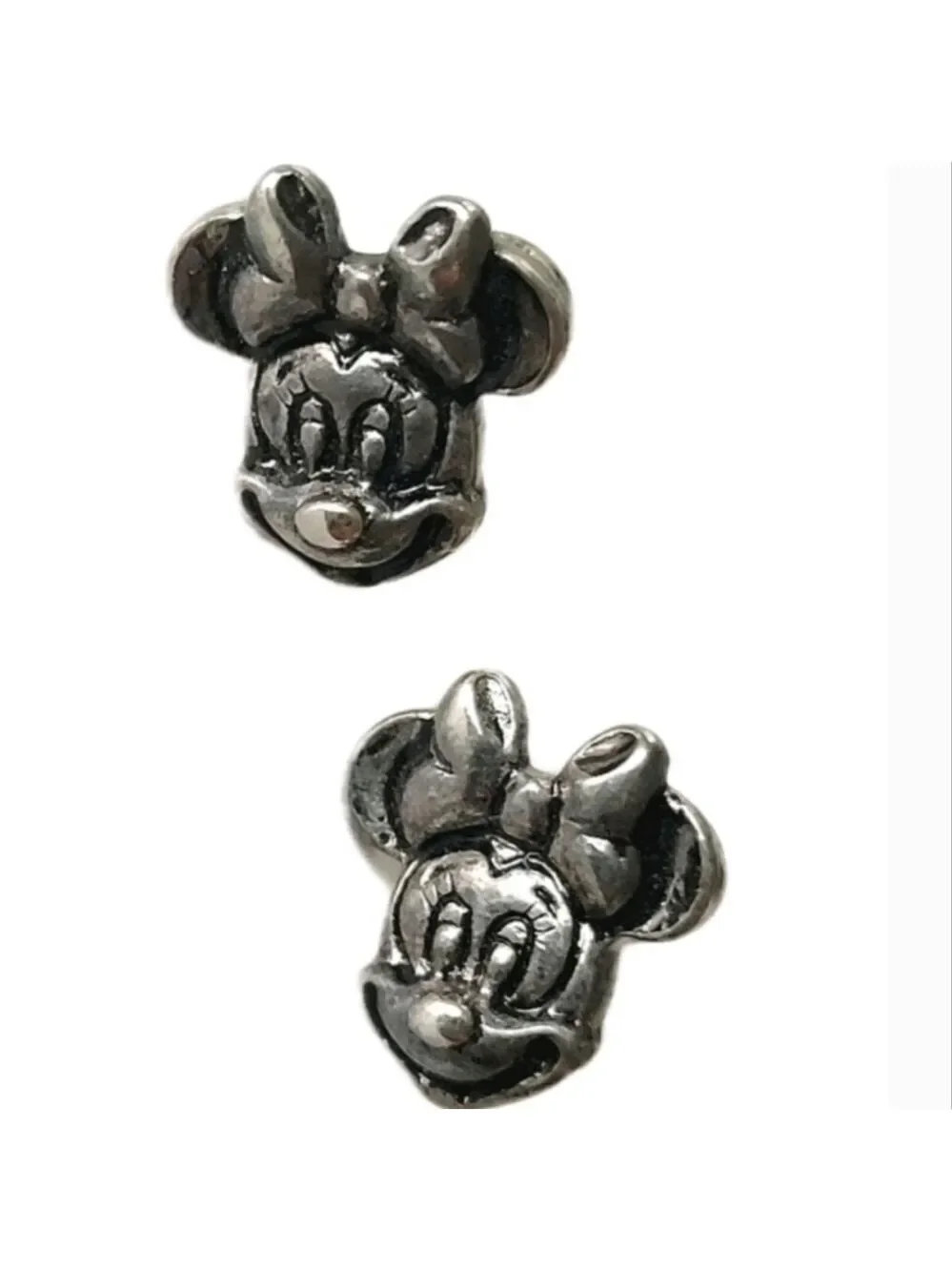 Disney Minnie Mouse Silvertone Post Earrings Vintage