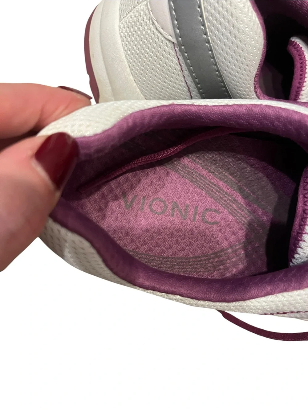 Vionic Alliance Comfort Walking Shoes White / Purple Women's Sneakers Sz 9